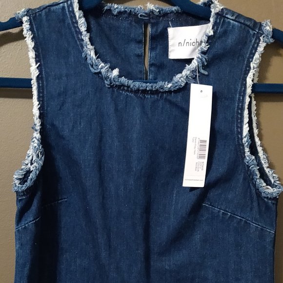 n/nicholas Denim Frayed Hem Tunic With Fringe NEW WITH TAGS SIZE 0 - Picture 3 of 9